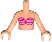 LEGO part Torso Mini Doll Girl Bright and Dark Pink Bikini Shell Bra Top Pattern, Light Nougat Arms with Hands FTGpb064c01
