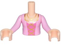 LEGO part Torso Mini Doll Girl Bright Pink Top, Dark Pink Middle with Gold Lacing Pattern, Light Nougat Arms with Hands with Bright Pink Sleeves FTGpb211c01