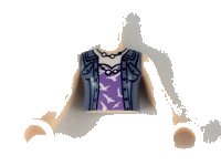 LEGO part Torso Mini Doll Girl Medium Lavender Top with White Birds, Sand Blue Vest Pattern, Light Nougat Arms with Hands FTGpb217c01