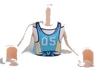 LEGO part Torso Mini Doll Girl Medium Azure Jersey Top with White Number '05' Pattern, Light Nougat Arms with Hands FTGpb225c01