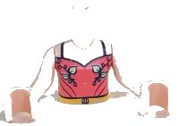LEGO part Torso Mini Doll Girl Top with Coral Halter Top, Bright Light Green Leaves and Yellow Belt Pattern, Light Nougat Arms with Hands ftgpb252c01