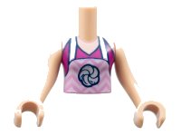 LEGO part Torso Mini Doll Girl Magenta Halter Top with Bright Pink Zigzag Apron and Rosette Pattern, Light Nougat Arms with Hands FTGpb267c01