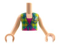 LEGO part Torso Mini Doll Girl Lime and Bright Green Plaid Shirt over Magenta T-Shirt Pattern, Light Nougat Arms with Hands FTGpb322c01