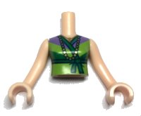 LEGO part Torso Mini Doll Woman Lime Shirt with Green Middle and Lavender Top with Necklace Pattern, Light Nougat Arms with Hands FTWpb206c01