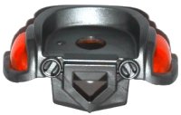 LEGO part Minifigure Armor Breastplate with Pentagonal Cutout on Front and 2 Studs on Back with Molded Trans-Neon Orange Shoulder Pads Pattern 24097pb01