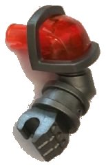 LEGO part Arm Armored, Left with Trans-Neon Orange Shoulder and Pin Pattern (Nexo Knights Axl) (24101pb01)