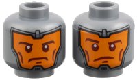 LEGO part Minifigure, Head Dual Sided Balaclava, Orange Face, Dark Red Eyebrows and Cheek Lines, Determined / Raised Eyebrow Pattern 3626pb1521