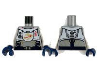 LEGO part Torso Spacesuit with Gold Lines, Dark Blue Harness with Silver Buckles, and White Panel with Classic Space Logo Pattern / White Arms / Dark Blue Hands 973pb3962c01