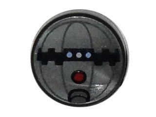 LEGO part Tile, Round 1 x 1 with SW Thermal Detonator with Red Button Pattern (98138pb008)