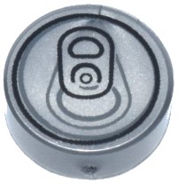 LEGO part Tile, Round 1 x 1 with Soda Pop Can Top Pattern 98138pb033
