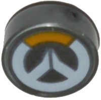 LEGO part Tile, Round 1 x 1 with Overwatch Logo Pattern 98138pb095