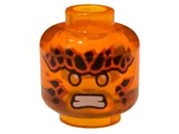 LEGO part Minifigure, Head Black Stones on Forehead and Cheeks, Orange Eyes, White Teeth, Scowl Pattern - Vented Stud 3626pb3357
