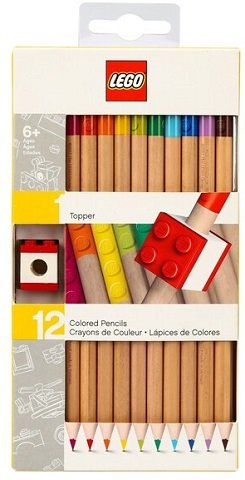 LEGO part Pencil, 12 Pack Color Pencils with Brick Topper (52064)