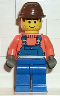 LEGO part Overalls with Safety Stripe Blue, Brown Cavalry Cap con005