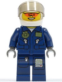 LEGO part Forest Police - Helicopter Pilot, Dark Blue Flight Suit with Badge, Helmet cty0267