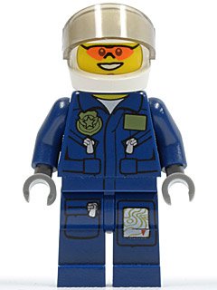 LEGO part Forest Police - Helicopter Pilot, Dark Blue Flight Suit with Badge, Helmet (cty0267)