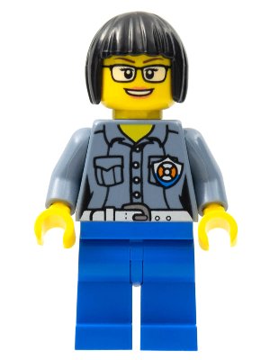 LEGO part Coast Guard City - Female Station Manager, Short Black Hair with Glasses (cty0861)