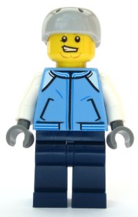 LEGO part Snowboarder - Male, Medium Blue Jacket, Light Bluish Gray Sports Helmet cty1087