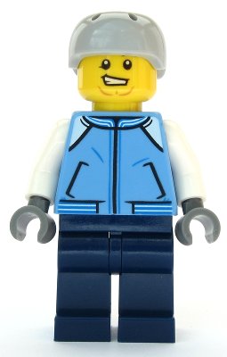 LEGO part Snowboarder - Male, Medium Blue Jacket, Light Bluish Gray Sports Helmet (cty1087)
