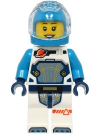 LEGO part Astronaut - Female, White Spacesuit with Dark Azure Arms, Dark Azure Helmet cty1722