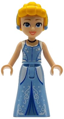 LEGO part Cinderella - Bright Light Blue and Metallic Light Blue Dress, Bright Light Orange Hair (dp205)