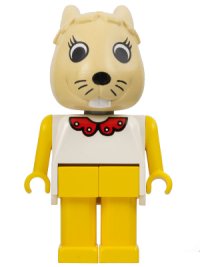 LEGO part Fabuland Rabbit - Bonnie Bunny, Tan Head, Yellow Legs and Arms, White Top with Red Collar fab3d