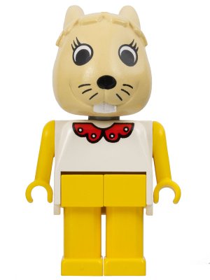 LEGO part Fabuland Rabbit - Bonnie Bunny, Tan Head, Yellow Legs and Arms, White Top with Red Collar (fab3d)
