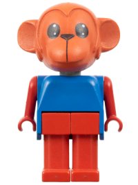 LEGO part Fabuland Monkey - Mark Monkey, Red Head, Legs and Arms, Blue Top fab8c