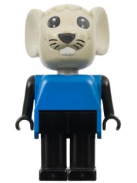 LEGO part Fabuland Mouse - Mortimer Mouse (Morty), Light Gray Head, Blue Top fab9c