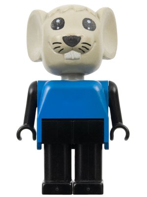 LEGO part Fabuland Mouse - Mortimer Mouse (Morty), Light Gray Head, Blue Top (fab9c)