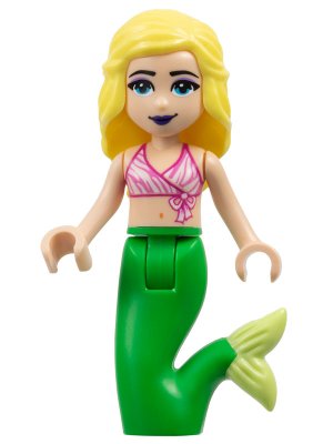LEGO part Friends Chloe - Dark Pink and White Swimsuit Top, Bright Green Mermaid Hips and Tail (frnd0335)