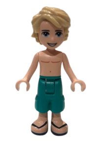 LEGO part Friends Mason - Dark Turquoise Shorts, Shirtless frnd0379