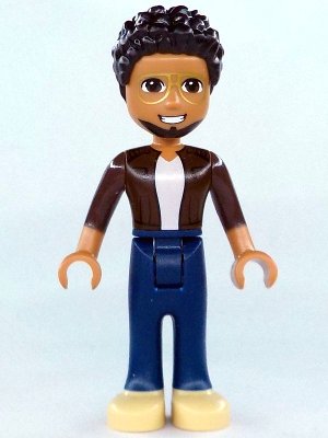 LEGO part Friends Martin - Dark Brown Jacket, Dark Blue Trousers, Tan Shoes (frnd0417)