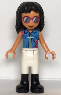 LEGO onderdeel Friends Savannah - Medium Blue Vest, White Riding Pants, Black Boots frnd0468