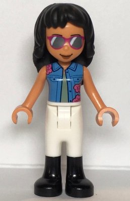 LEGO part Friends Savannah - Medium Blue Vest, White Riding Pants, Black Boots (frnd0468)