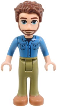 LEGO part Friends Jonathan - Dark Azure Shirt, Olive Green Trousers, Medium Nougat Shoes, Reddish Brown Hair frnd0706