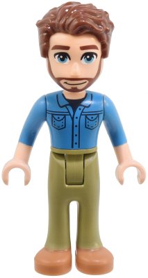 LEGO part Friends Jonathan - Dark Azure Shirt, Olive Green Trousers, Medium Nougat Shoes, Reddish Brown Hair (frnd0706)