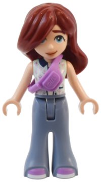 LEGO part Friends Paisley - Light Aqua Vest, Sand Blue Trousers Bell-Bottoms, Medium Lavender Shoes, Belt Bag frnd0714