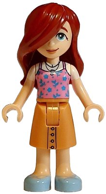 LEGO part Friends Paisley - Bright Pink Tank Top, Nougat Skirt Mid-Length, Bright Light Blue Shoes (frnd0784)