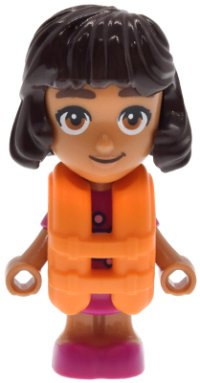 LEGO part Friends Alba - Micro Doll, Magenta Dress, Orange Life Jacket frnd0884