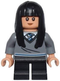 LEGO part Cho Chang - Dark Bluish Gray Ravenclaw Sweater with Crest, Black Short Legs, Hard Plastic Hair hp263b