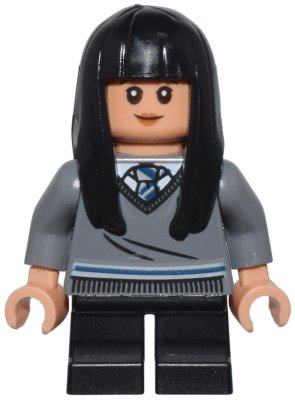 LEGO part Cho Chang - Dark Bluish Gray Ravenclaw Sweater with Crest, Black Short Legs, Hard Plastic Hair (hp263b)
