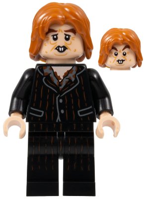 LEGO part Peter Pettigrew (Wormtail) - Black Suit, Light Nougat Hands (hp351)