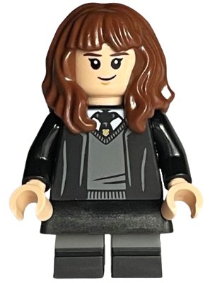 LEGO part Hermione Granger - Hogwarts Robe, Black Tie, Skirt, and Short Legs with Dark Bluish Gray Stripes (hp378)