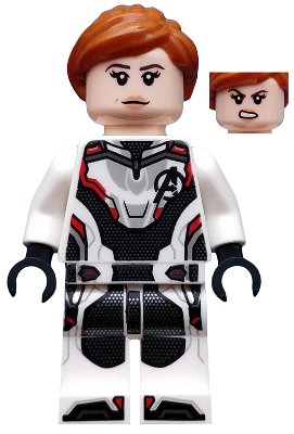 LEGO part Black Widow - White Jumpsuit, Dark Orange Ponytail (sh0571)