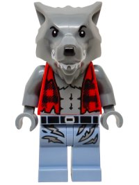 LEGO part Werewolf - Torn Red Flannel Shirt, Bare Chest with Fur and Muscles, Sand Blue Legs with Belt and Tears twn527