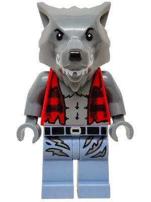 LEGO part Werewolf - Torn Red Flannel Shirt, Bare Chest with Fur and Muscles, Sand Blue Legs with Belt and Tears (twn527)