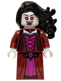 LEGO part Vampire - Dark Red Dress, Black Hair twn530