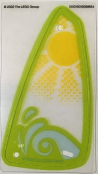LEGO part Plastic Triangle 6 x 12 Sail with Lime and Bright Light Blue Wave and Yellow Sun Pattern 1601