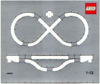 LEGO part Paper Cardboard Train Track Layout Template 1:13 Scale for 4.5V & 12V, 159mm x 134mm, with Lego logo (196926)